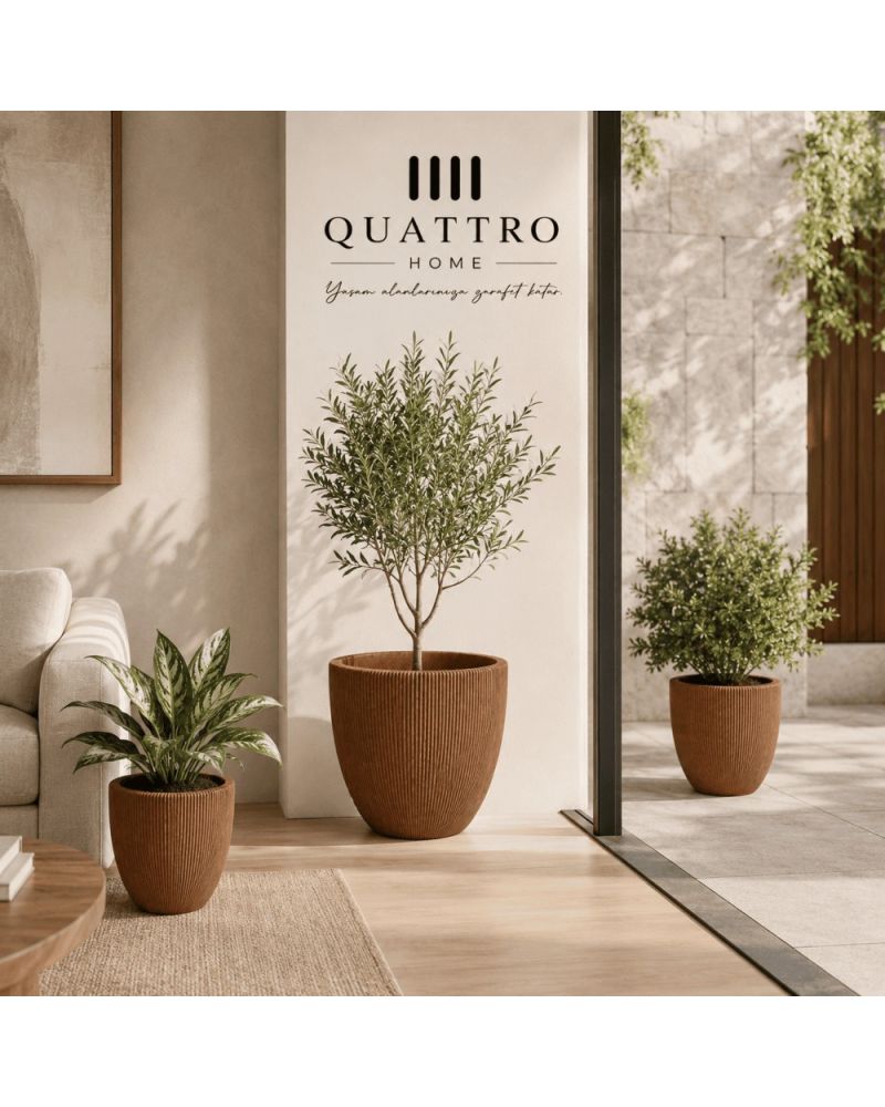 Quattro Home Terra Serisi Saksı Doğal Modern İç ve Dış Mekan Saksı