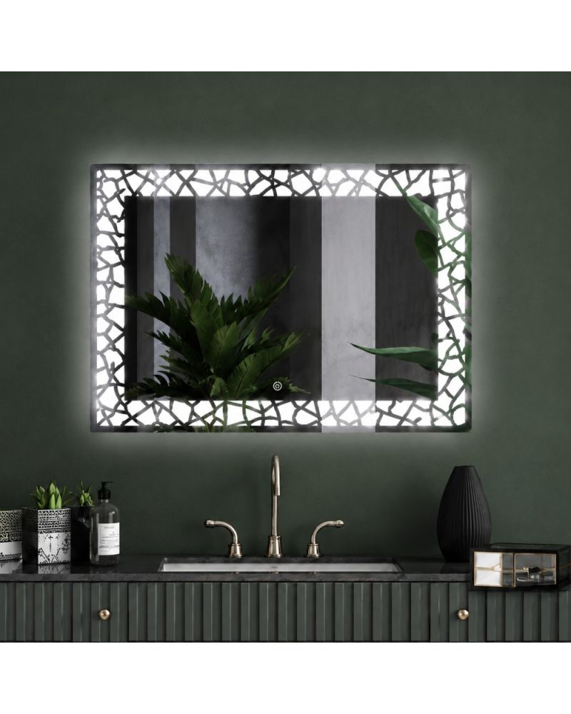 Lumis LED Aydınlatmalı Banyo Aynası | Dekoratif Çerçeveli Dikdörtgen LED Ayna