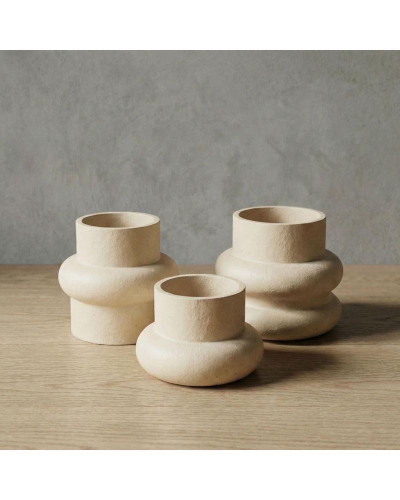 RING Hafif Beton Saksı - Krem