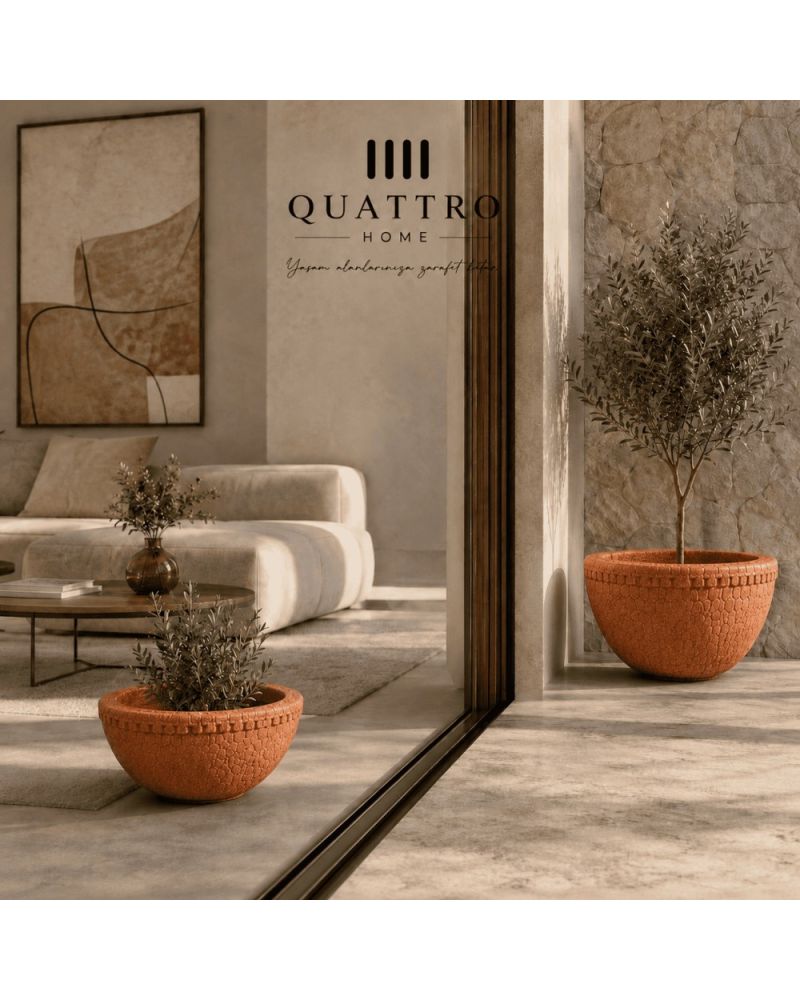 Quattro Home Tierra Serisi Saksı Modern İç ve Dış Mekan Dekoratif Saksı