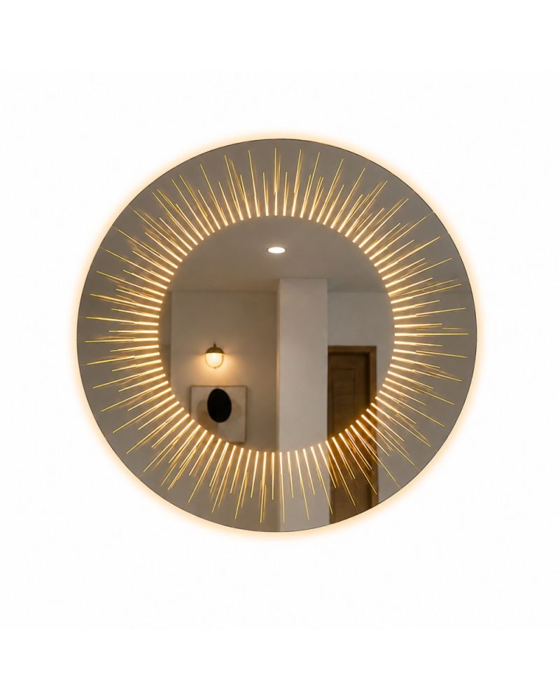 Solara LED Aydınlatmalı Banyo Aynası | Işın Detaylı Yuvarlak Ayna