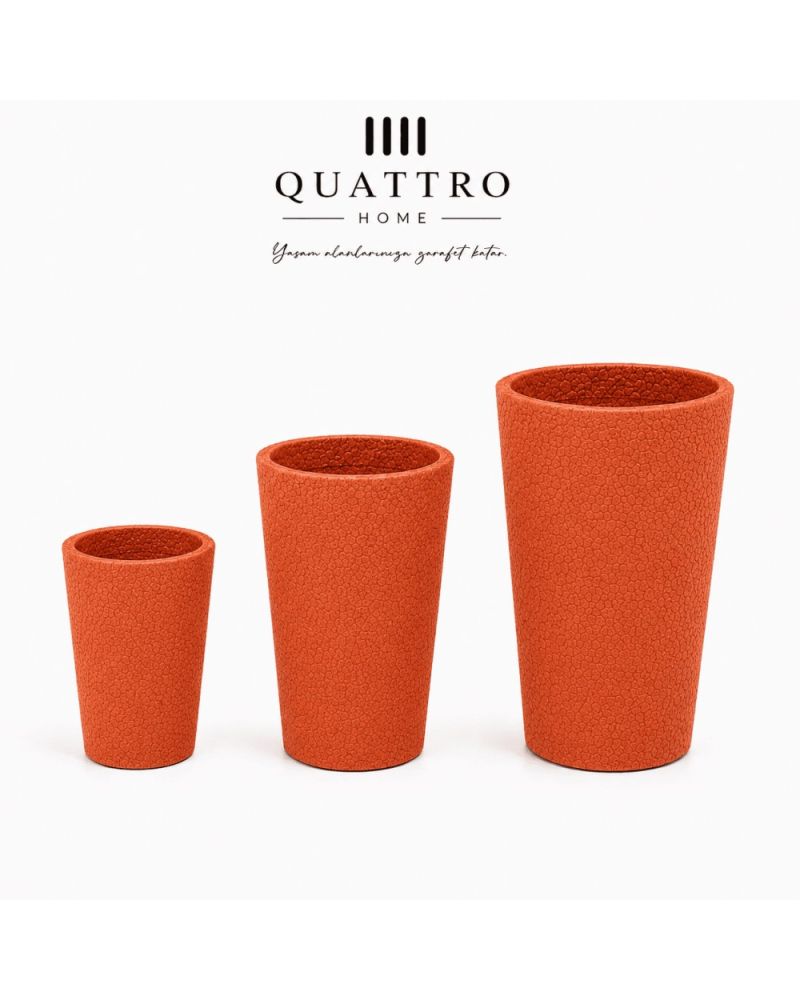 Quattro Home Curve Serisi Saksı Doğal Taş Dokulu İç ve Dış Mekan Saksı