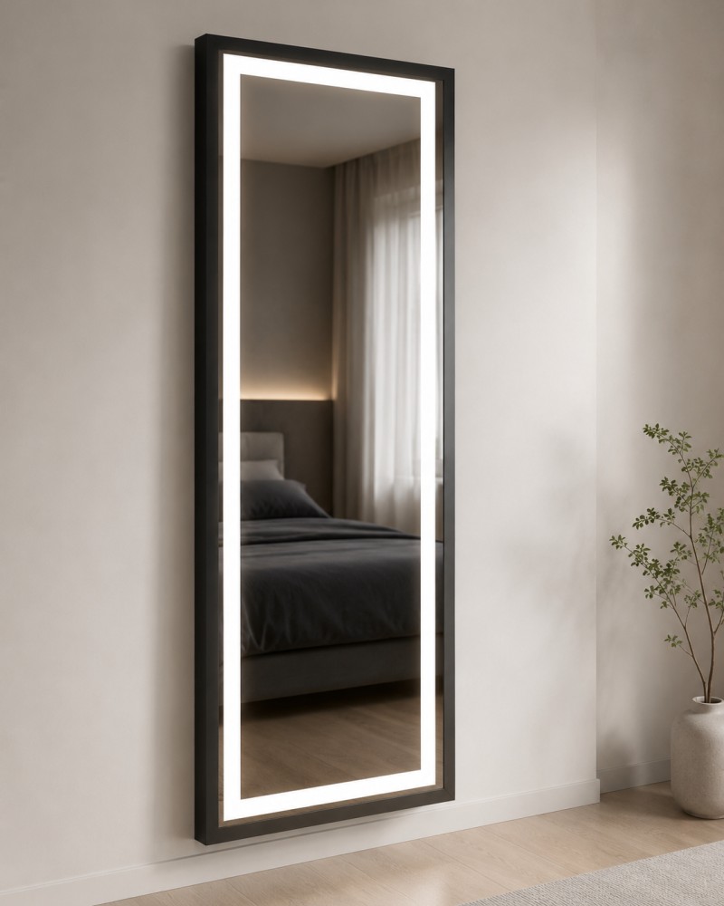 Recta LED Aydınlatmalı Boy Aynası Neme Dayanıklı Modern Dikdörtgen Ayna