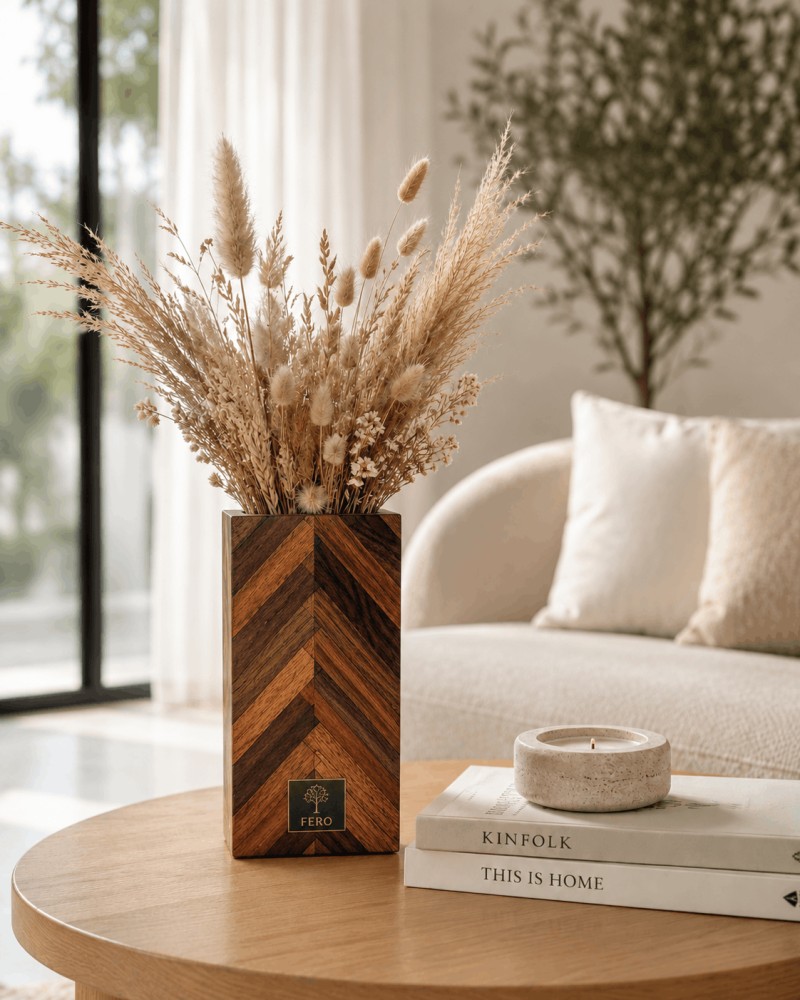 Fero Collection Dekoratif Ahşap Vazo