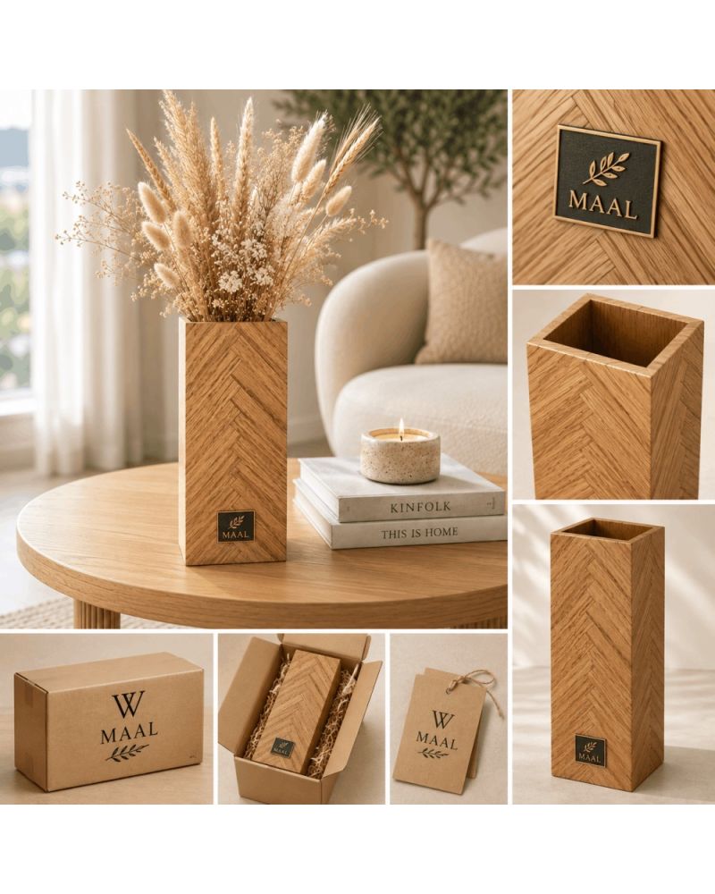 Maal Meşe Collection Dekoratif Ahşap Vazo