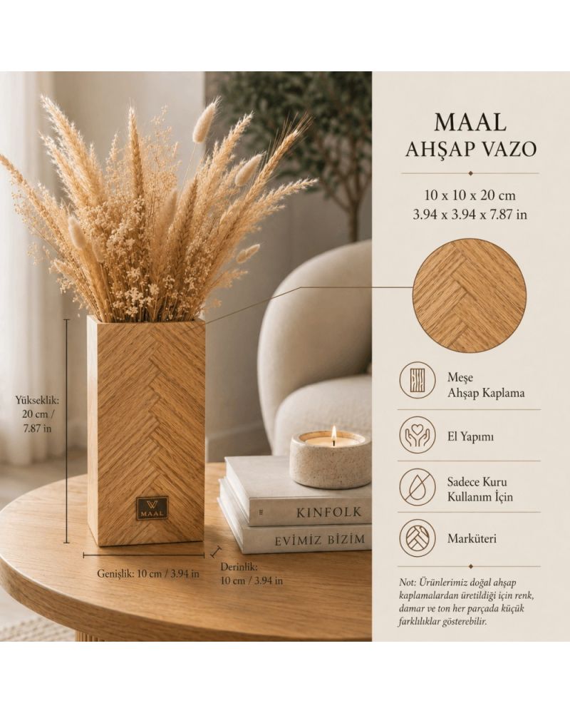 Maal Meşe Collection Dekoratif Ahşap Vazo