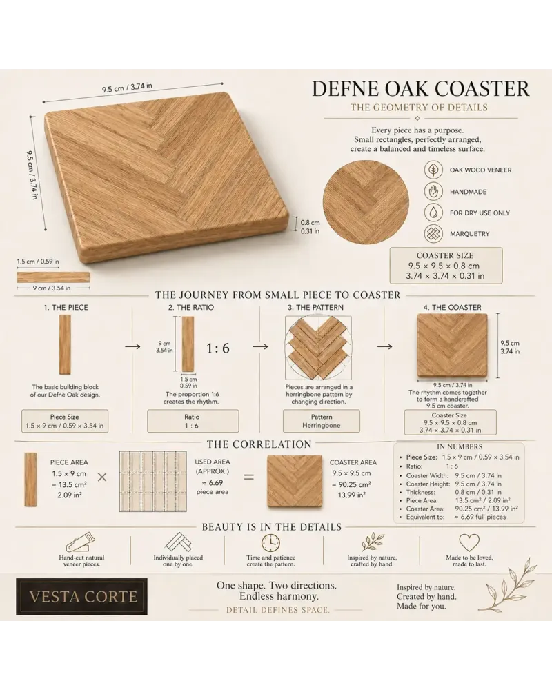 Defne Meşe Collection Bardak Altlığı 4'lü set