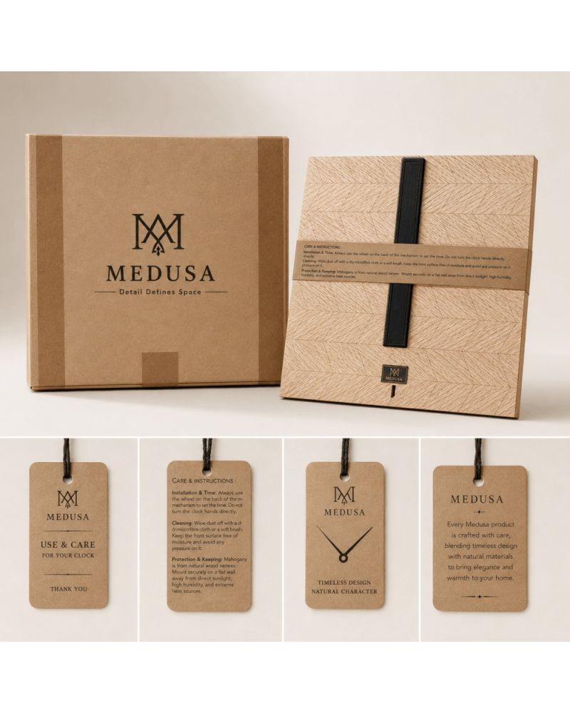 Medusa Collection – Doğal Ahşap Kaplama Duvar Saati