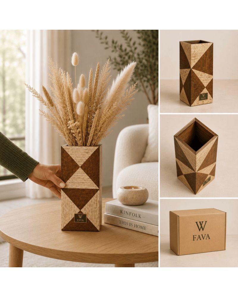Fava Collection Dekoratif Ahşap Vazo