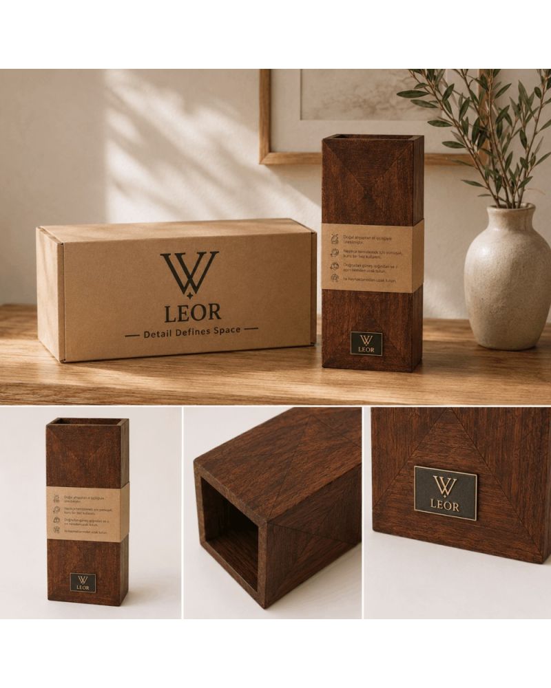 Leor Collection Dekoratif Ahşap Vazo