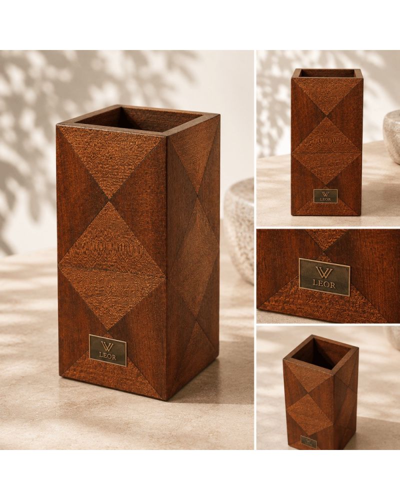 Leor Collection Dekoratif Ahşap Vazo
