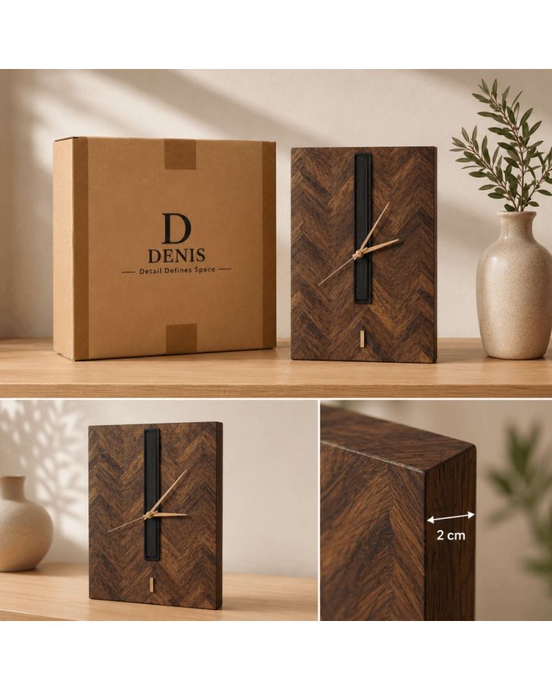 Denis Collection – Doğal Ceviz Ahşap Kaplama Duvar Saati