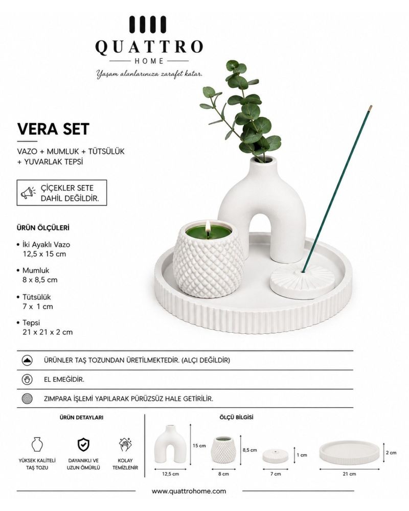Vera Dekoratif Vazo ve Mumluk Seti
