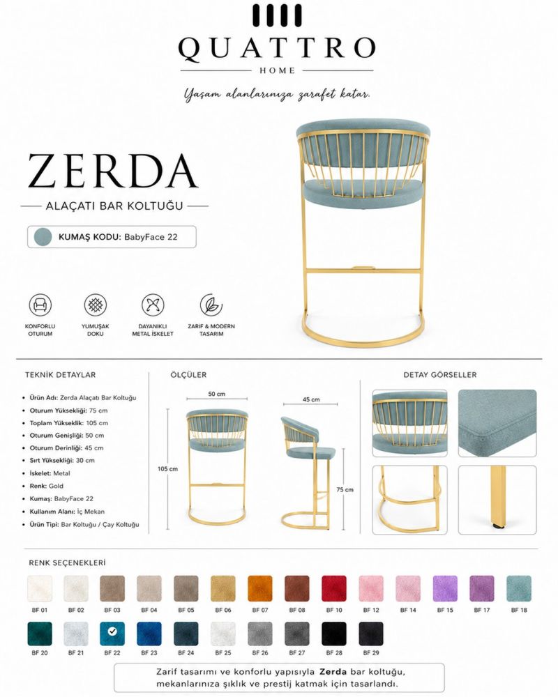 Zerda Bar Sandalyesi