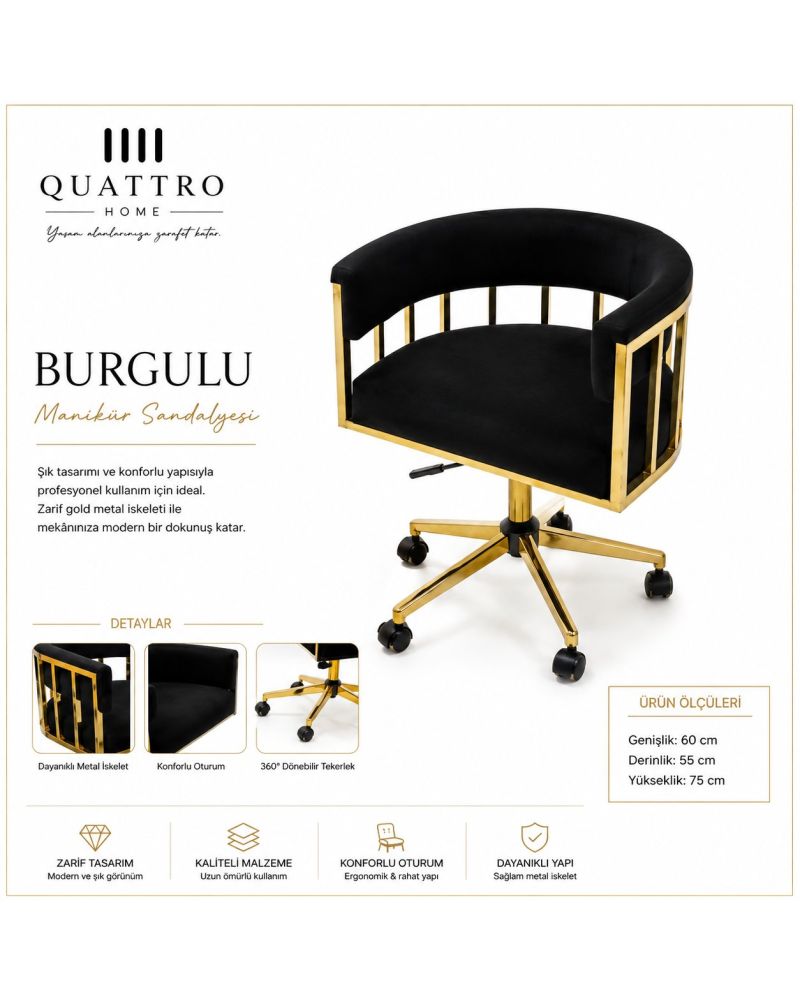 Burgulu Dönerli Manikür Sandalyesi