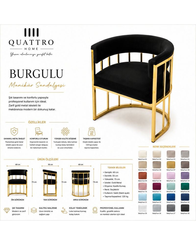Burgulu Manikür Sandalyesi