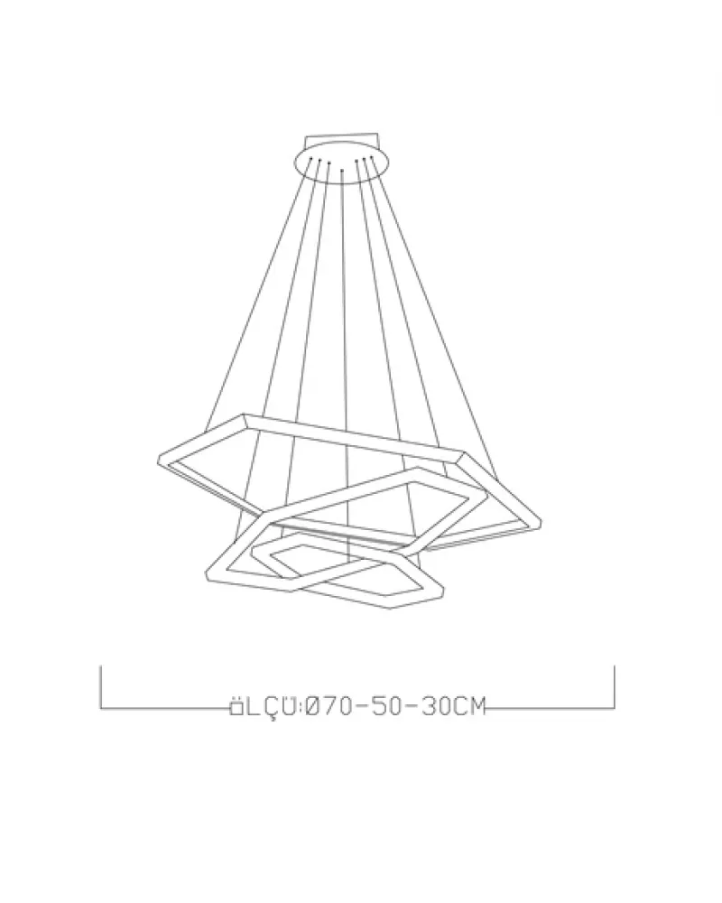 Ø70-50-30CM ALTIGEN LED AVİZE SARKIT ML30034