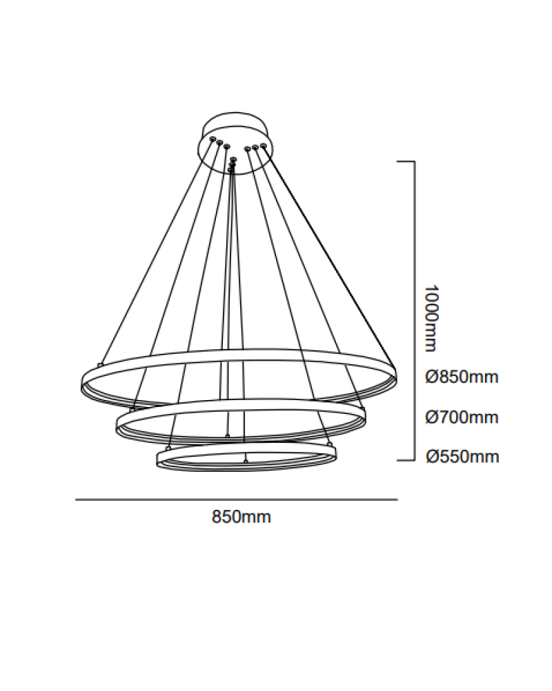 Ø85-70-55CM LED AVİZE SARKIT ML30002