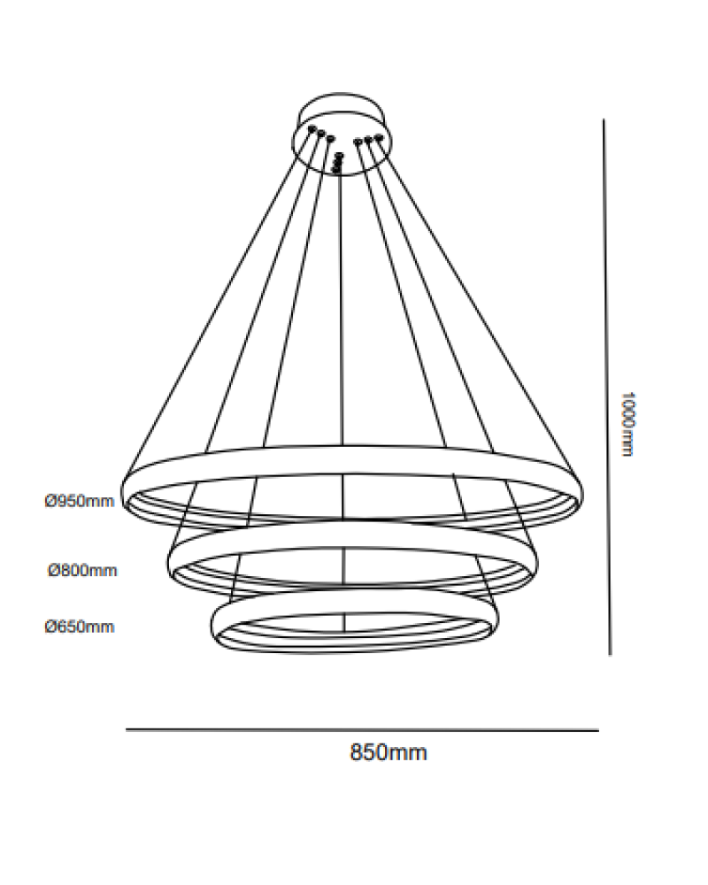 Ø95-80-65CM BALIKSIRTI LED AVİZE SARKIT ML30007