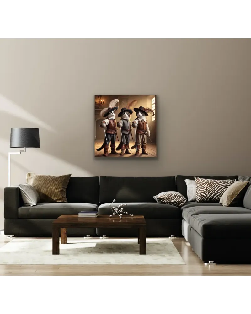 Silahşör Kedi Kanvas Tablo 90x90cm
