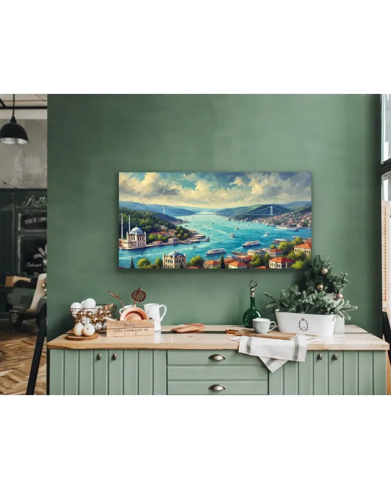 İstanbul Boğaz Manzarası Kanvas Tablo 60x120cm