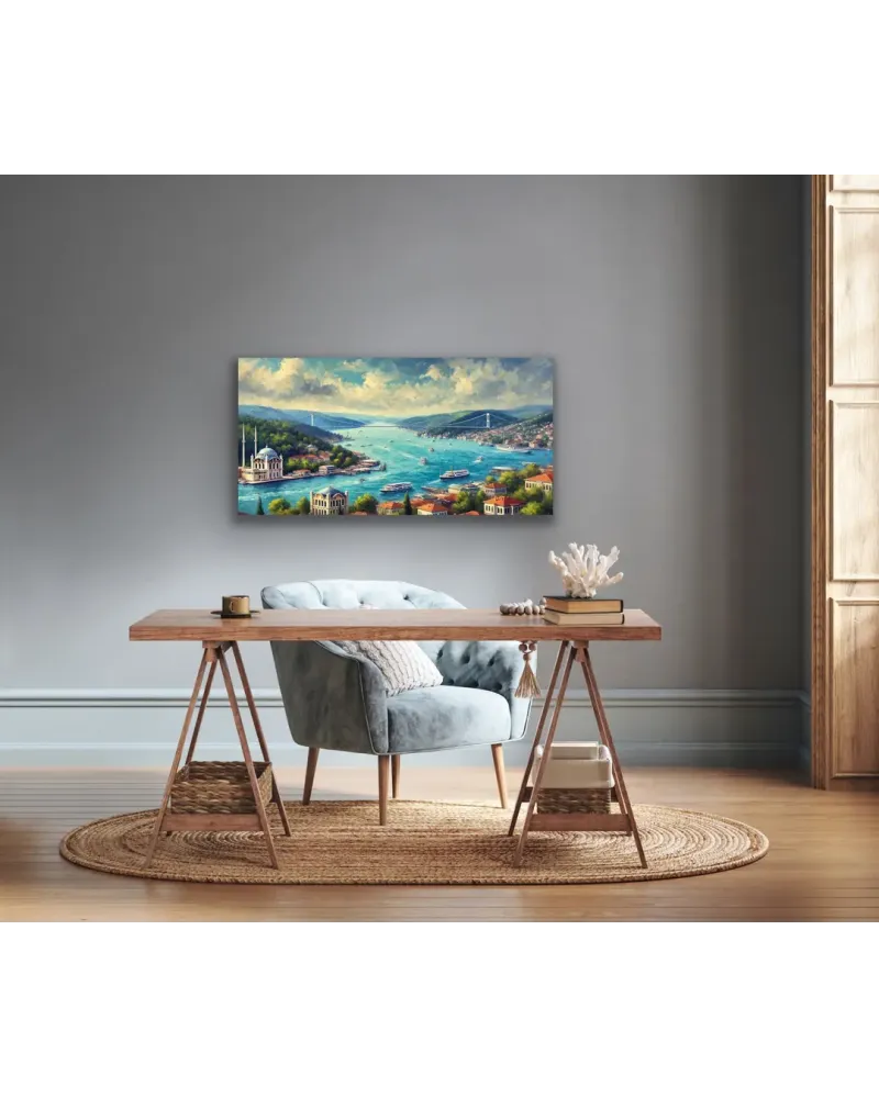 İstanbul Boğaz Manzarası Kanvas Tablo 60x120cm