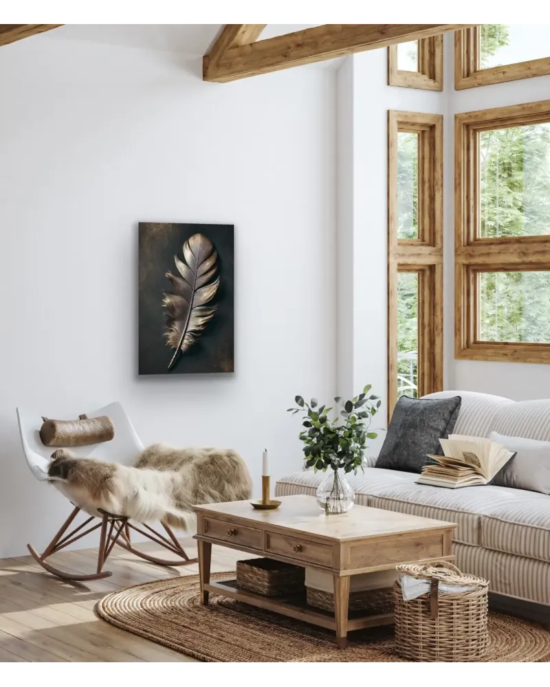 Bronz Tüy Desenli Kanvas Tablo 70x100cm