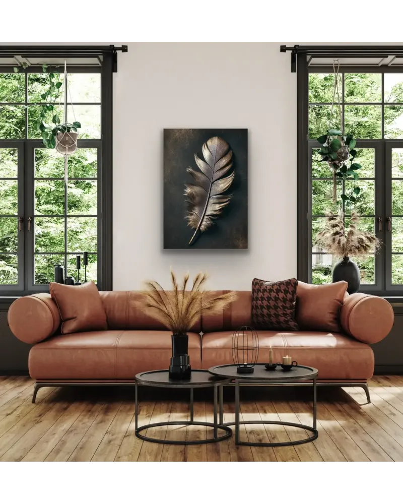 Bronz Tüy Desenli Kanvas Tablo 70x100cm