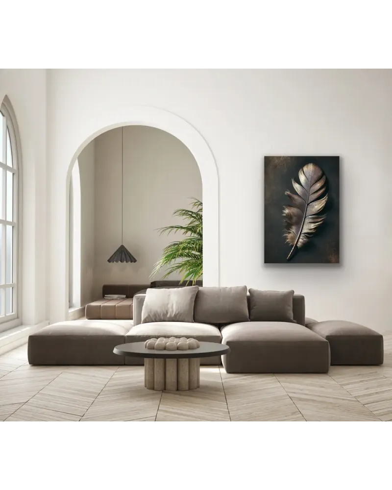 Bronz Tüy Desenli Kanvas Tablo 70x100cm