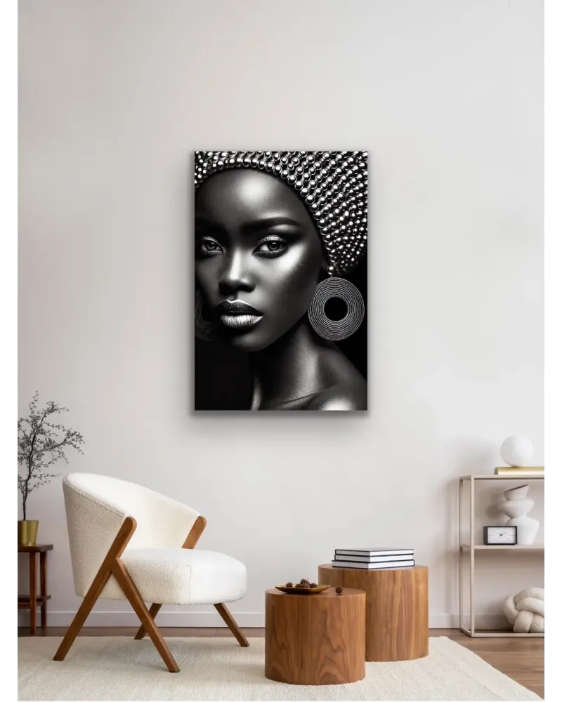 Afrikalı Siyahi Kadın Kanvas Tablo 70x100 cm