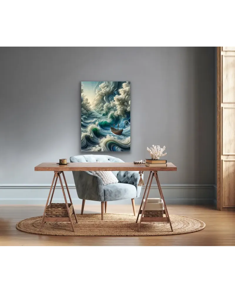 Okyanustaki Yalnız Gemi Kanvas Tablo 70x100cm
