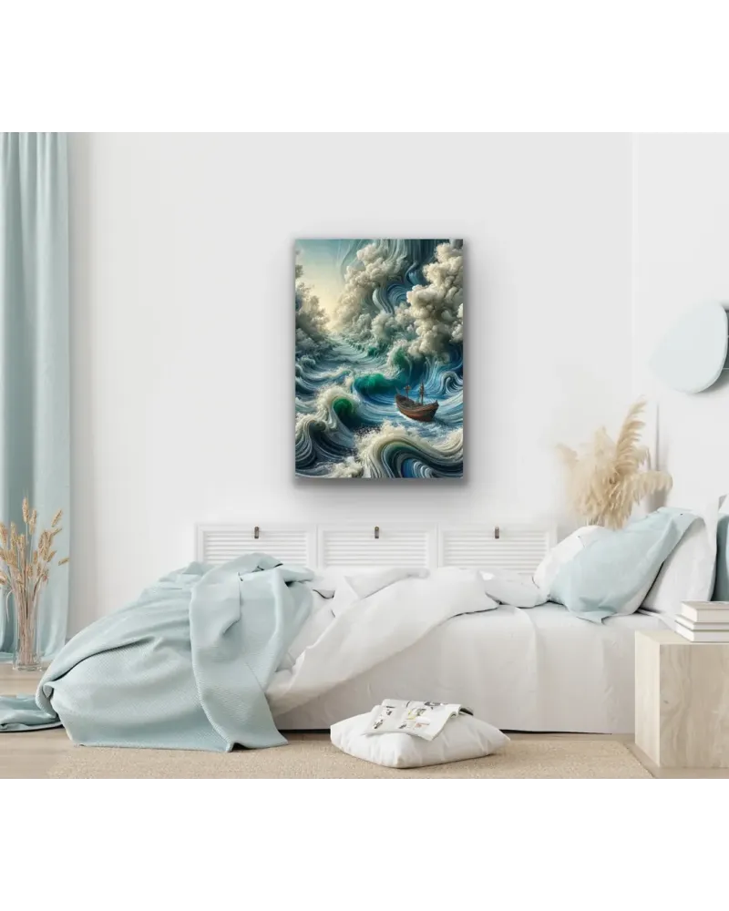 Okyanustaki Yalnız Gemi Kanvas Tablo 70x100cm