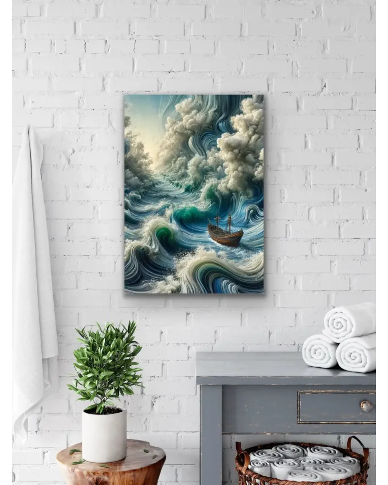 Okyanustaki Yalnız Gemi Kanvas Tablo 70x100cm