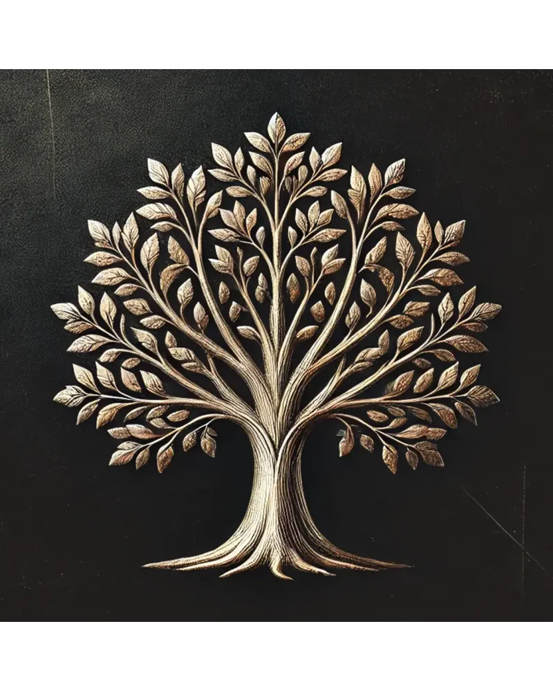 Bronz Ağaç Desenli Kanvas Tablo 60x60 cm