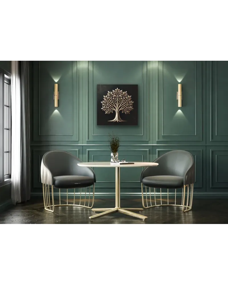 Bronz Ağaç Desenli Kanvas Tablo 60x60 cm