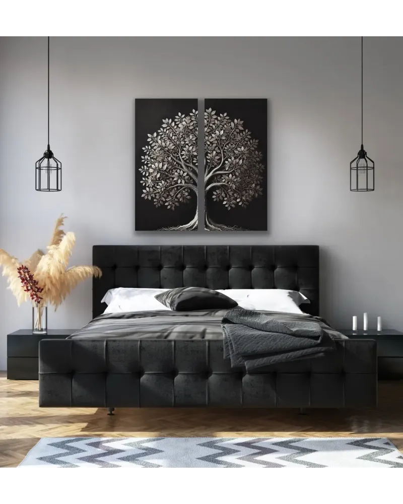 2li Eskitme Krom Ağaç Kanvas Tablo 60x120cm