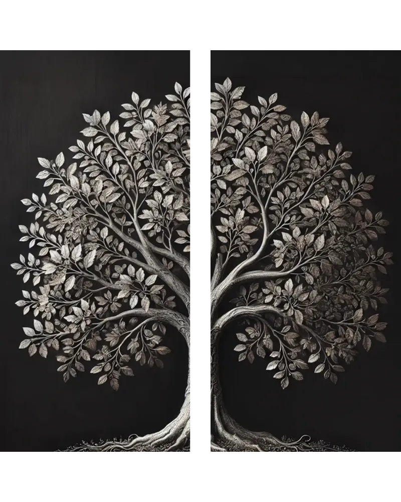 2li Eskitme Krom Ağaç Kanvas Tablo 60x120cm