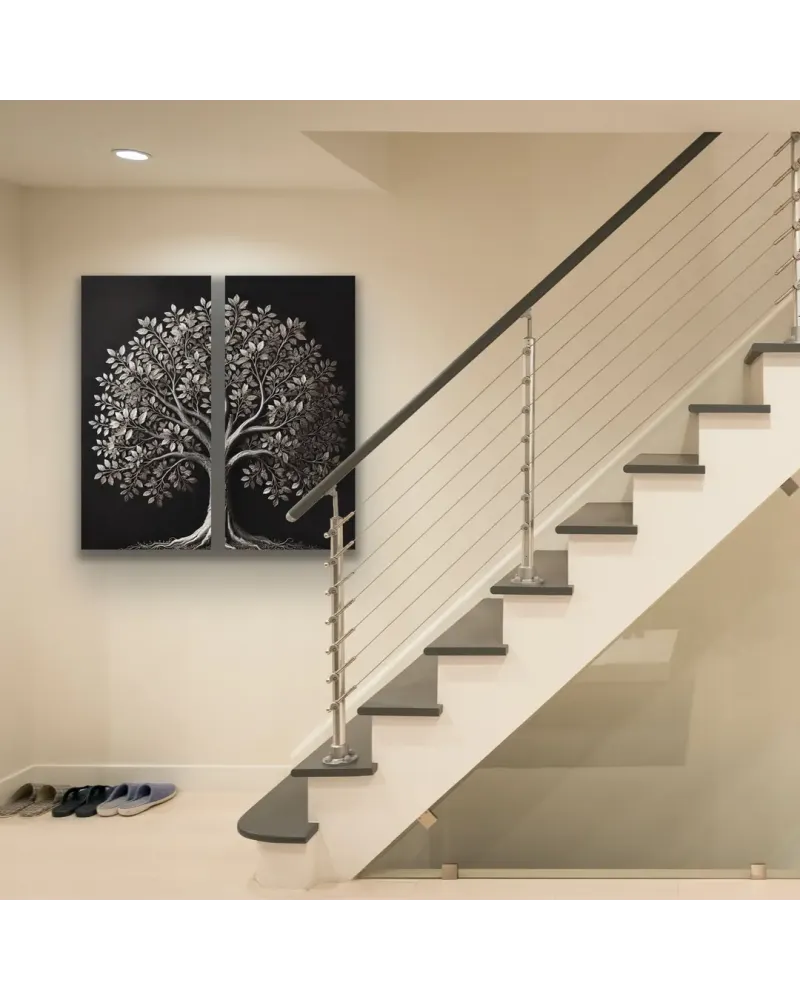 2li Eskitme Krom Ağaç Kanvas Tablo 60x120cm