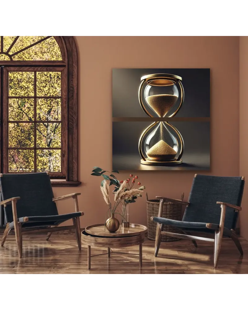 2li Kum Saati Temalı Kanvas Tablo Seti 60x120cm