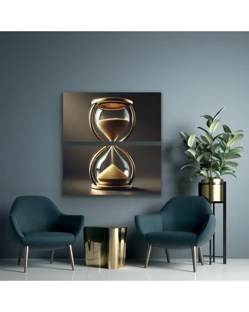 2li Kum Saati Temalı Kanvas Tablo Seti 60x120cm