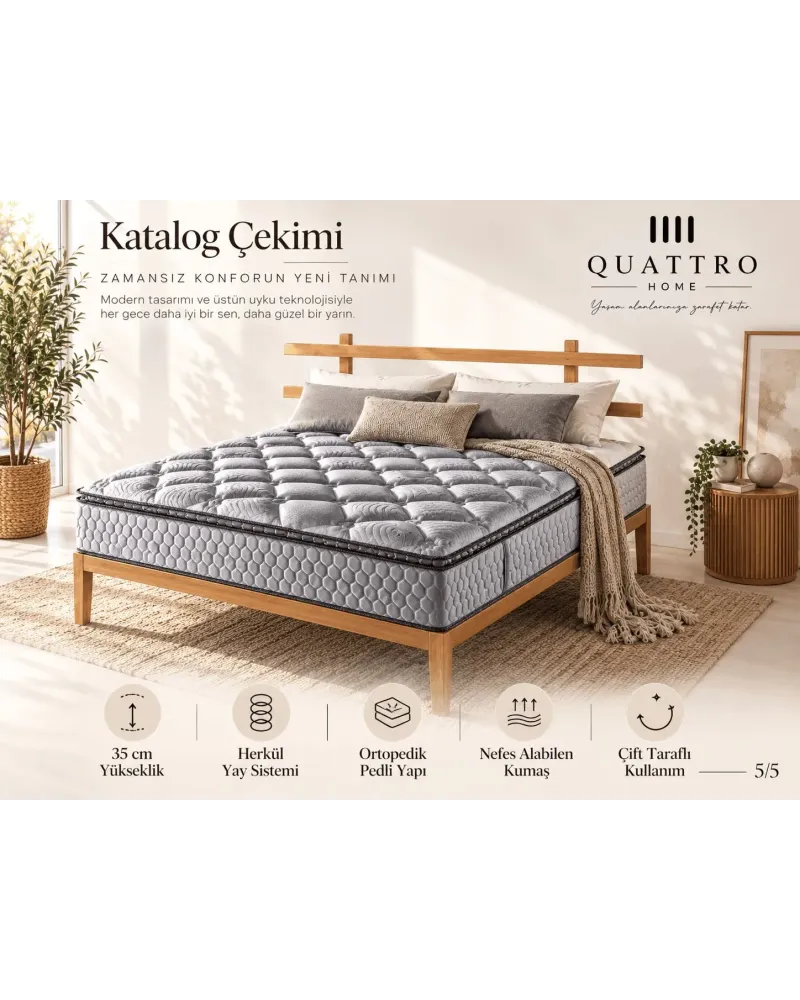 Herkül Yaylı Ortopedik Pedli Çift Kişilik Yatak-vücudun farklı noktalarına eşit destek sunar ve ağırlığı dengeli dağıtır.
