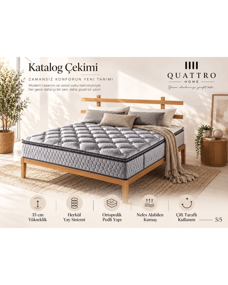 Herkül Yaylı Ortopedik Pedli Çift Kişilik Yatak