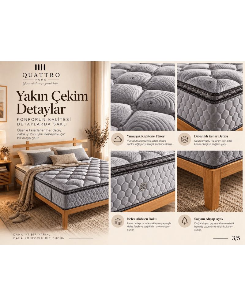 Herkül Yaylı Ortopedik Pedli Çift Kişilik Yatak