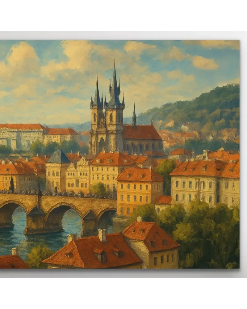 Prag Şehir Manzarası Kanvas Tablo 60x120cm