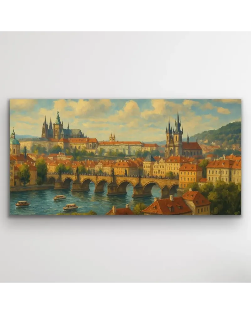 Prag Şehir Manzarası Kanvas Tablo 60x120cm