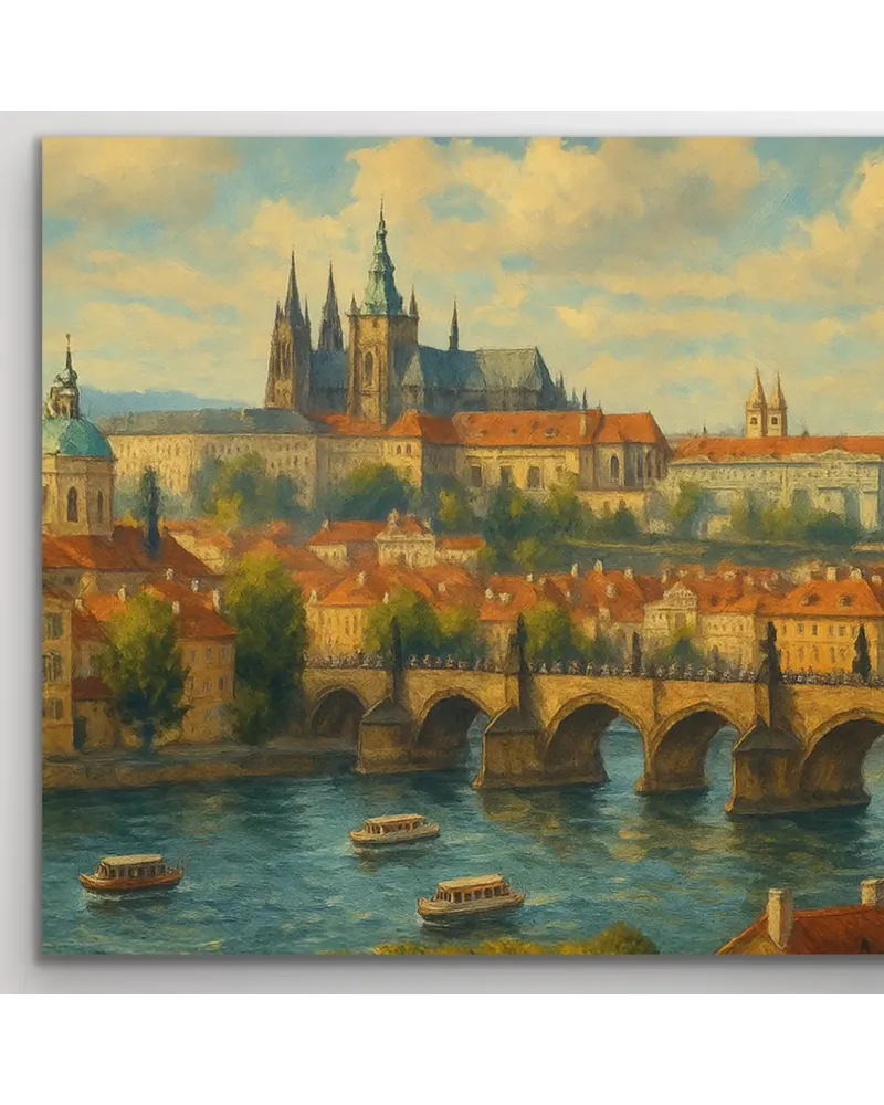 Prag Şehir Manzarası Kanvas Tablo 60x120cm