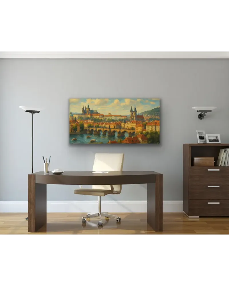 Prag Şehir Manzarası Kanvas Tablo 60x120cm