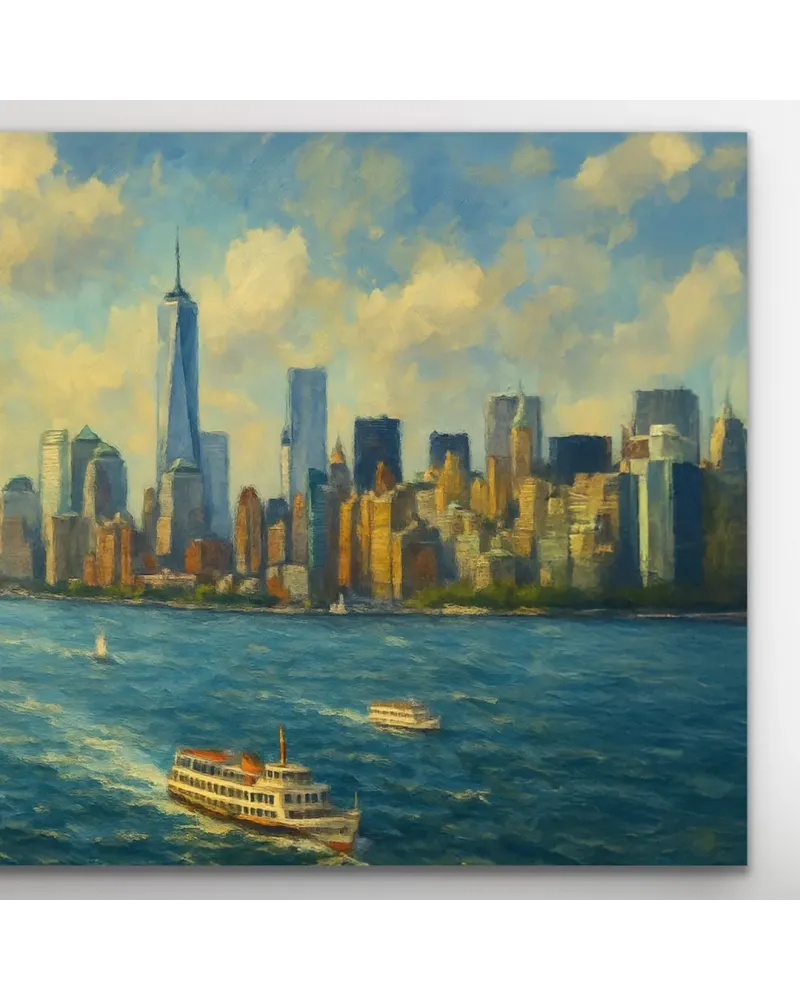 Özgürlük Heykeli ve New York Manzaralı Kanvas Tablo 60x120cm