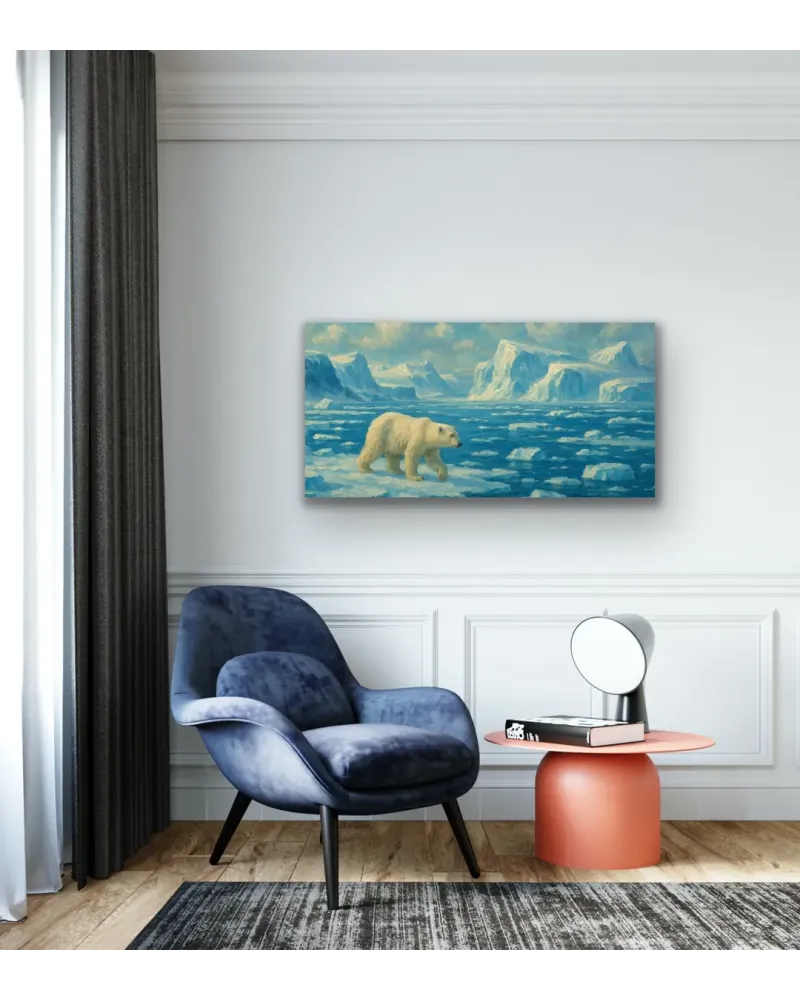 Yalnız Kutup Ayısı Kanvas Tablo 60x120cm