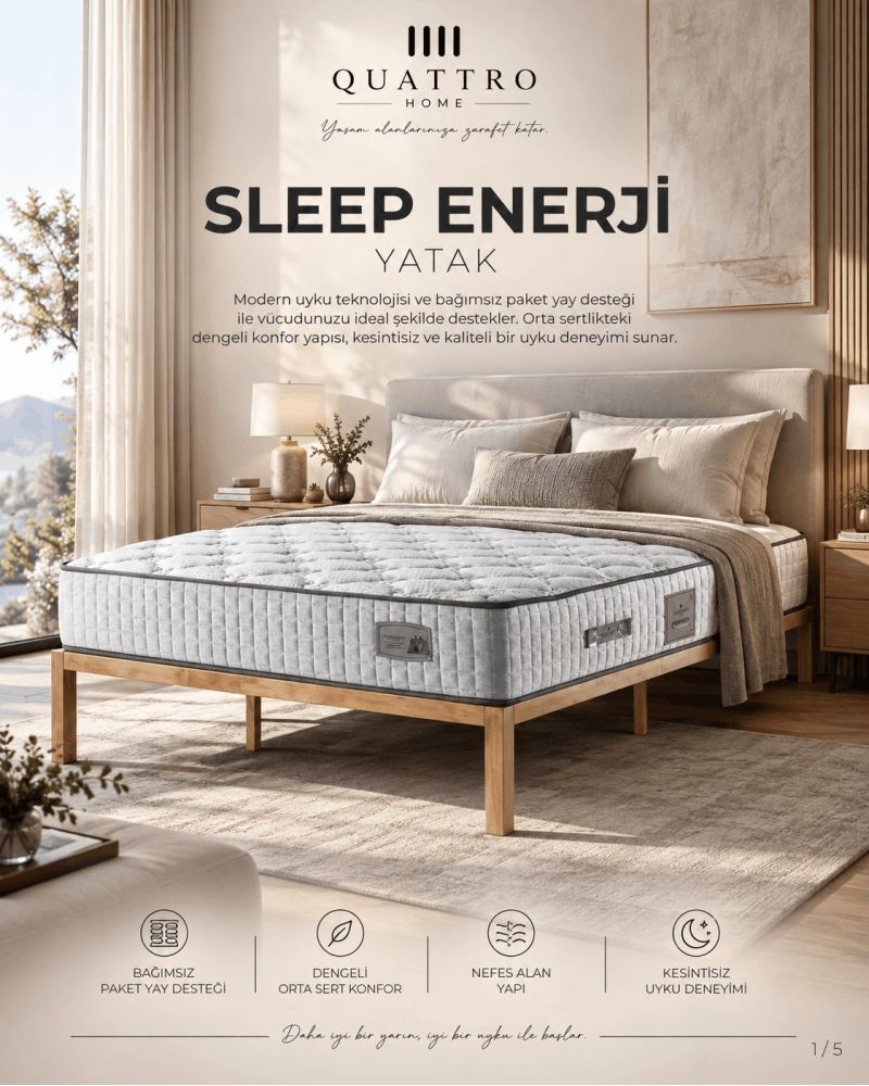 Enerji Therapy Atletic Paket Yaylı Yatak & Pocket Yaylı Konfor Yatak- Orta Sert